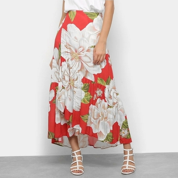 FARM Rio Dresses & Skirts - Farm Rio Floral Red Maxi Skirt